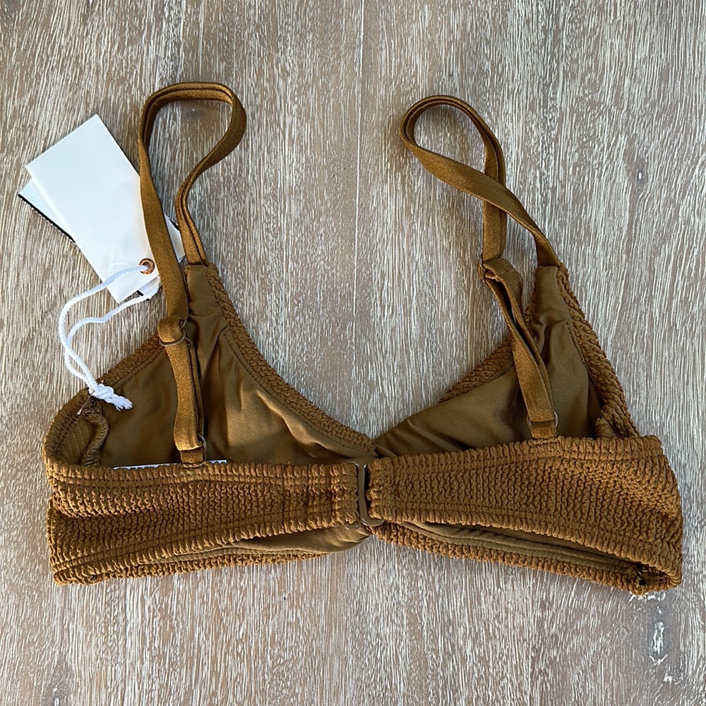 Good American Always Fits Twist Bikini Top in Bronze Brown Size 2 - Picture 7 of 8